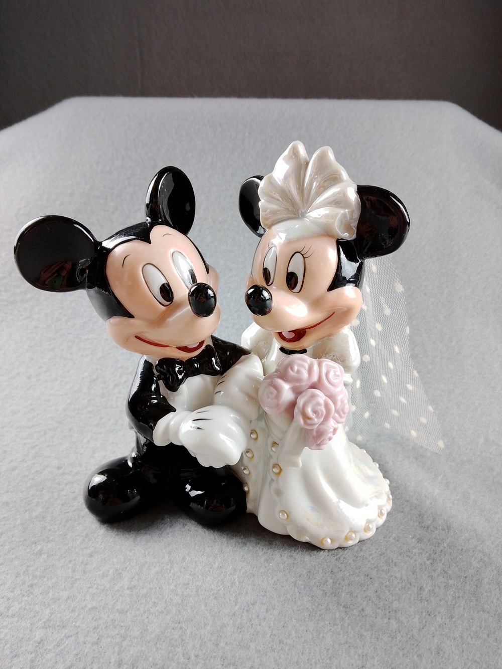 Disney Mickey and Minnie Wedding Cake Topper - Black, White, Pink, A Must Have.